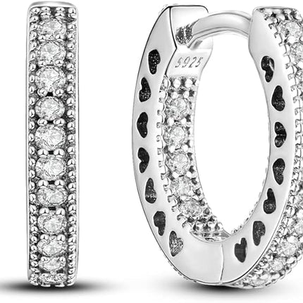 925 Sterling Silver Hoops Asymmetrical Heart Earrings Silver Hoop Earrings for Women