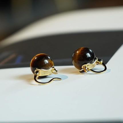 OwMell Elegant 925 Sterling Silver Pearl Drop Earrings Dangle Stud Gold Plated Earrings for Women Large Size 12mm