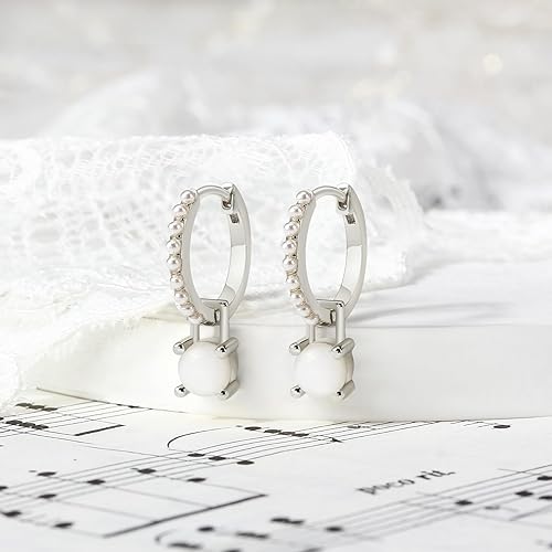 Rhodium Plated Sterling Silver Hoop Earrings for Women