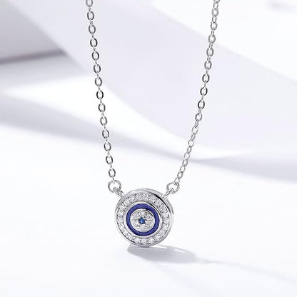 BISAER 925 Sterling Silver Blue Evil Eye Bracelet with Cubic Zirconia Hamsa Adjustable Chain Bracelets for Women