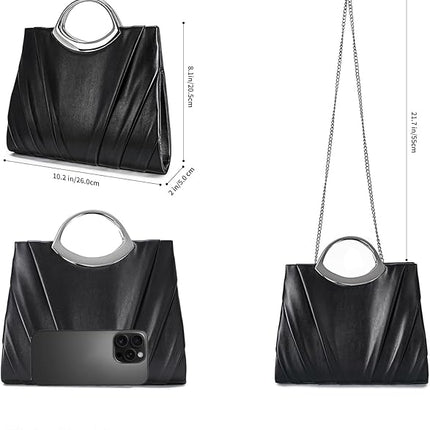 Clutch Purses for Women Formal, Pleated PU Leather Evening Bag, Elegant Evening Handbags for Party, Prom, Wedding