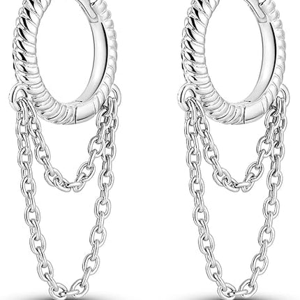 Earrings for Women 925 Sterling Silver Colorful Heart Hoops Feather Hoop