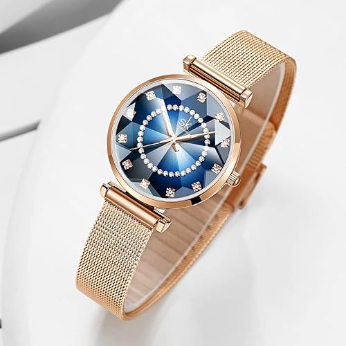 SK Ultra Thin Minialist Creative Starry Sky Women Watch with Genuine Leather Stainless Steel Mesh Band Floral Watch