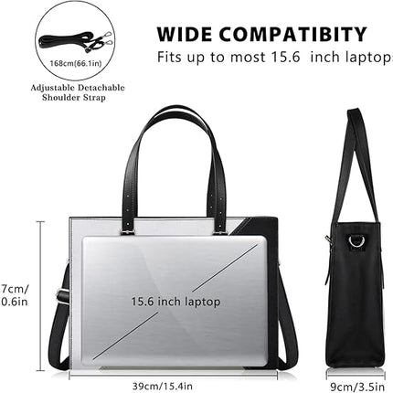 Alfheim Laptop Tote Bag for Women 15.6-16 inch Ladies Shoulder bag with Strap, Travel Business Large PU Leather Briefcase for Office