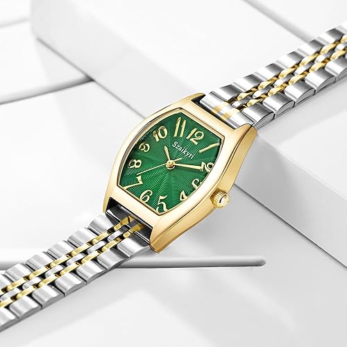 Barrel-Shaped Watch for Women with Easy Read Arabic Numerals Ladies Dress Watch