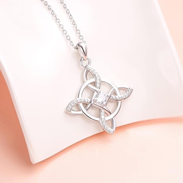 925 Sterling Silver Good Luck Irish Celtic Knot Pendant Necklace for Women Jewelry Gift