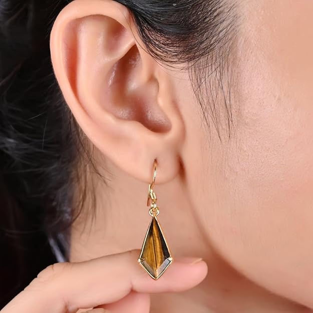 Gempires Kite Earrings for Women, Dangling Crystal Earrings, Prong Setting, Lightweight, Everyday Wear, 14k Gold Plated, Gift for Mom