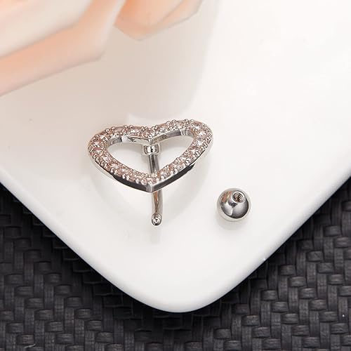 Harlermoon Heart Belly Button Rings CZ Crystal Belly Button Rings 14G Surgical Steel Piercing Jewelry