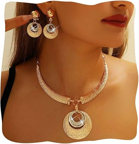 JEWEKY African Jewelry Sets Gold Necklace Set for Women