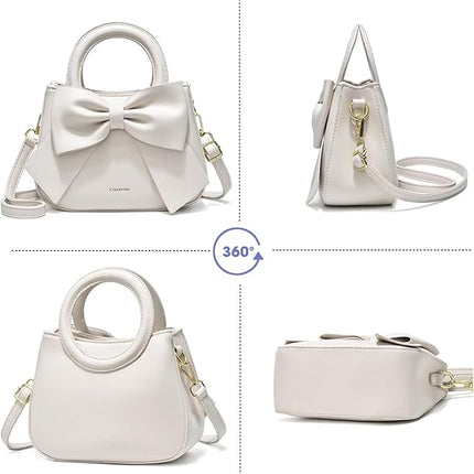 Bow Patent Leather Purse for Women Shoulder Handbag Crossbody Bag Satchel Clutch