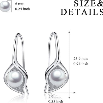 Sterling Silver Pearl Earrings Dangle Drop Earrings Pearl Fine Jewelry Mothers Day Gifts for Women