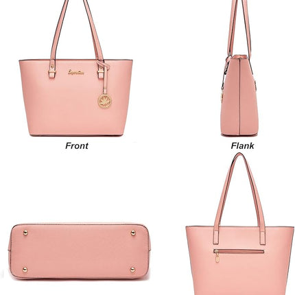 Soperwillton Handbag for Women Wallet Tote Bag Shoulder Bags Top Handle Satchel 5pcs Purse Set