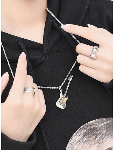 Rock Music Guitar Necklace for Men Women Boys Punk Gothic Dangle Pendants Choker Necklaces