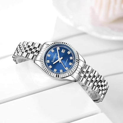 Szaikyri Classic Watch for Women with Solid Stainless Steel Band Ladies Dress Watch Womens Calendar Watch