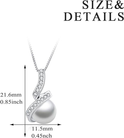 YFN Sterling Silver Pearl Pendant Necklace Elegant Jewelry Gifts for Women Girls