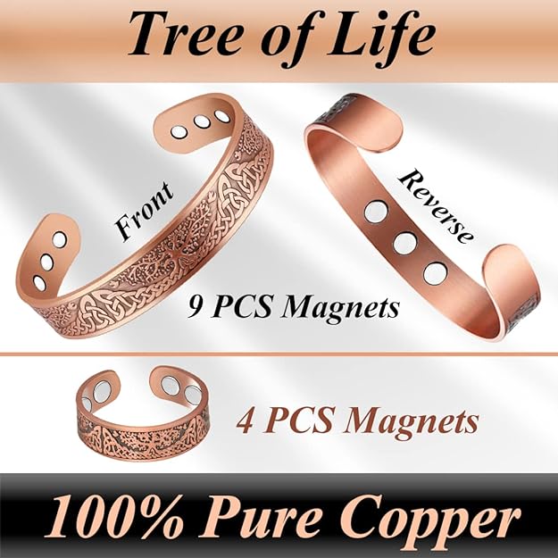 Vicmag Copper Bracelet for Men Ultra Strength Magnets Solid Pure Copper Adjustable