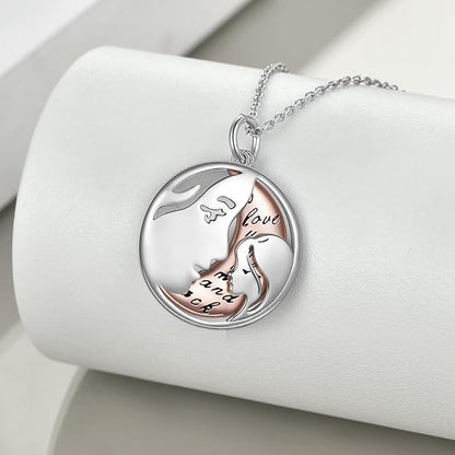 YFN Mother's Day Gifts Sterling Silver Mother daughter Pendant Necklace Mom Jewelry for Women Mama Daughter