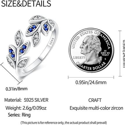 KUNSIR 925 Silver Rings for Women Cubic Zirconia Ring Rings for Women Sterling Silver Rings Wedding Band Rings Gift Ring Sterling Silver Rings Size 7-8