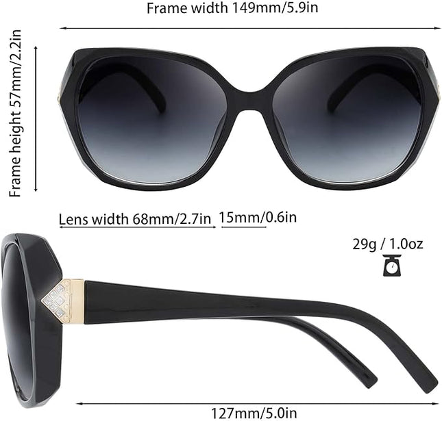 The Fresh Women's Oversized Square Jackie O Cat Eye Hybrid Butterfly Fashion Sunglasses - Exquisite Packaging