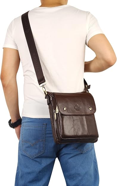 Genuine Leather Messenger Bag, Sling Bag Crossbody Shoulder Bags for Travel Work Business