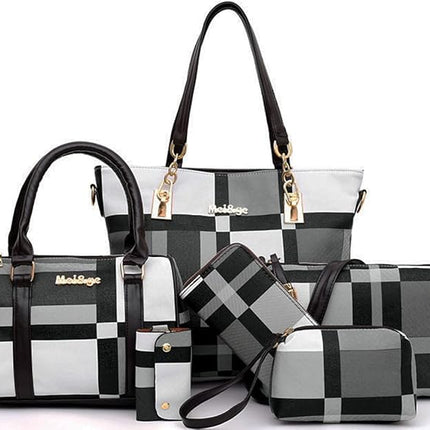 ZiMing 6-Pcs Women Handbag Purse Shoulder Bag Totes Satchel Bag Top-Handle Boston Bag Crossbody Bag Wallet Messenger Bag Set