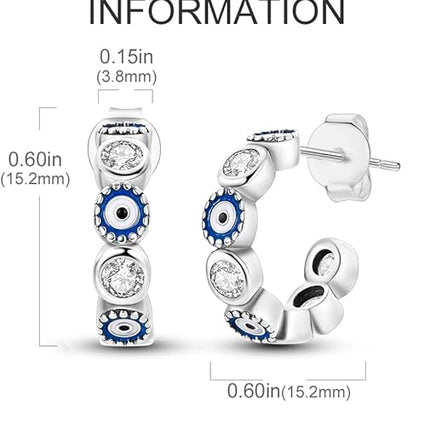 NARMO 925 Sterling Silver Sun and Moon Earrings Small Stud Earrings for Women Hypoallergenic Evil Eye Earrings