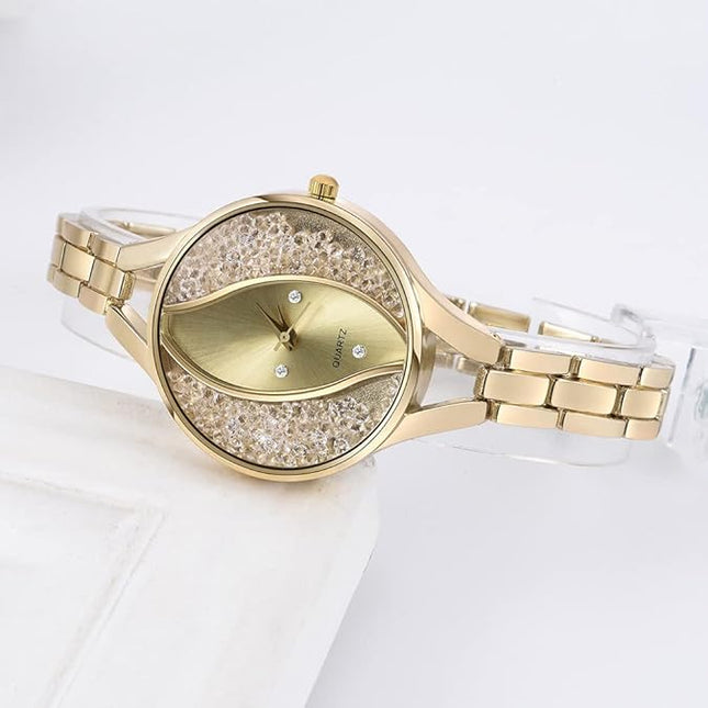 SENRUD Fashion Ladies Bracelet Wrist Watch Analog Quartz Watch for Women's (Gold)