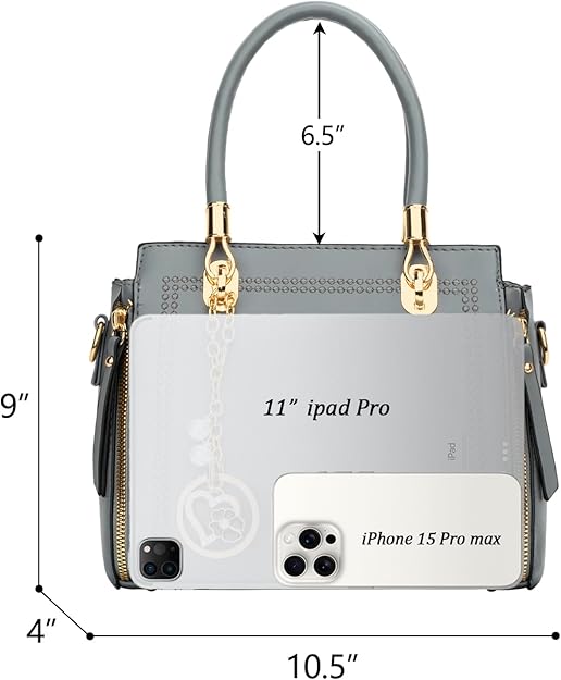 KKXIU Stylish Women Satchel Purses and Handbags Vegan Leather Top Handle Shoulder Crossbody Bag