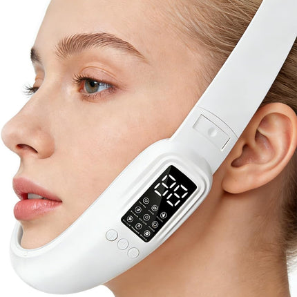 V-Face Electric Double Chin Device with 8 Modes & 15 Gear Adjustable Intensities - Intelligent V-Face Machine for Contouring Double Chin - White