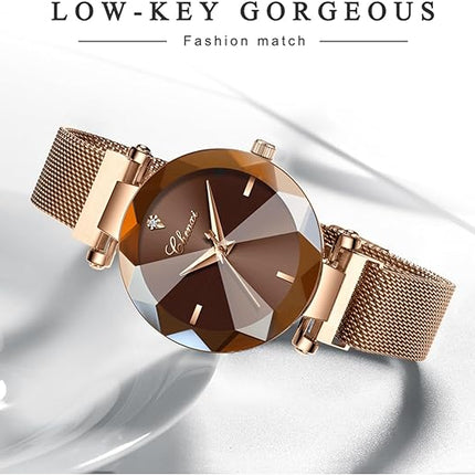 MASTOP Fashion Women Rose Gold Watch Japan Quartz Stainless Steel Magnetic Mesh Band Waterproof Ladies Watches