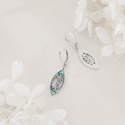Abalone Shell Dangle Drop Earrings for Women 925 Sterling Silver Filigree Bohemian Earrings Jewelry Gift