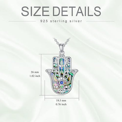 terling Silver Hamsa Fatima Necklace Elephant Necklace Blue eye Pendant Jewelry for Men Women