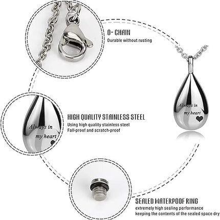 Urn Necklaces for Ashes, Cremation Necklack for Ashes, Urn Necklaces for Ashes for Women, Cremation Jewelry Locket Stainless Steel Keepsake Waterproof Memorial Pend…