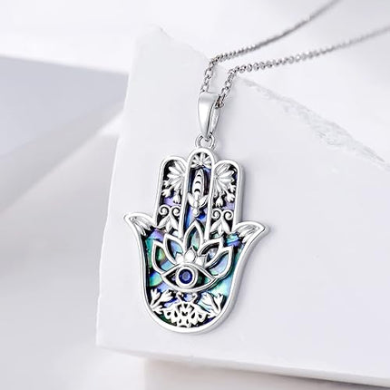 terling Silver Hamsa Fatima Necklace Elephant Necklace Blue eye Pendant Jewelry for Men Women