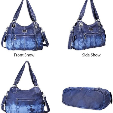 Angel Barcelo Roomy Fashion Hobo Womens Handbags Ladies Purse Satchel Shoulder Bags Tote Washed Leather Bag