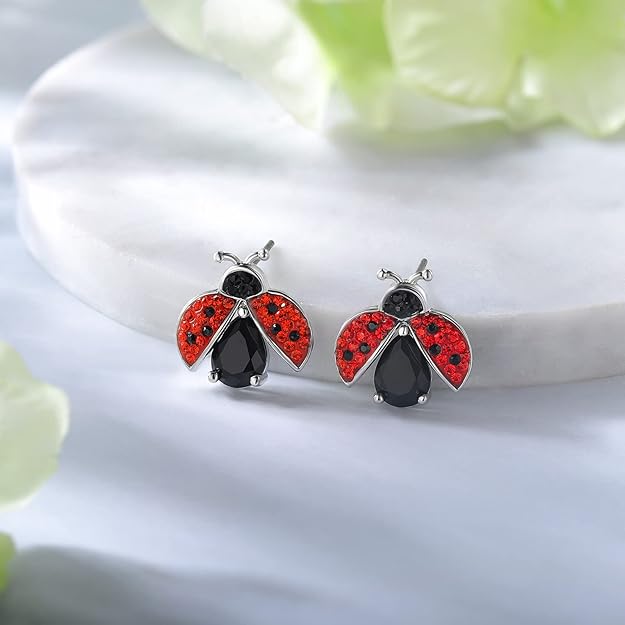 Superchic Ladybug Pendant Necklace Cute Cubic Zirconia with floating Crystals for Women Halloween Party Birthday Gifts