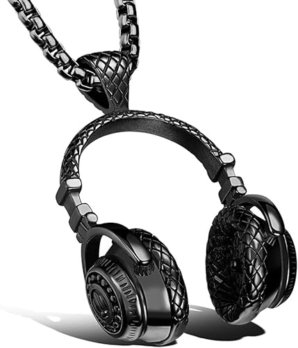 Headphones Necklace Music Pendant Hiphop Fashion chain with 24in chain