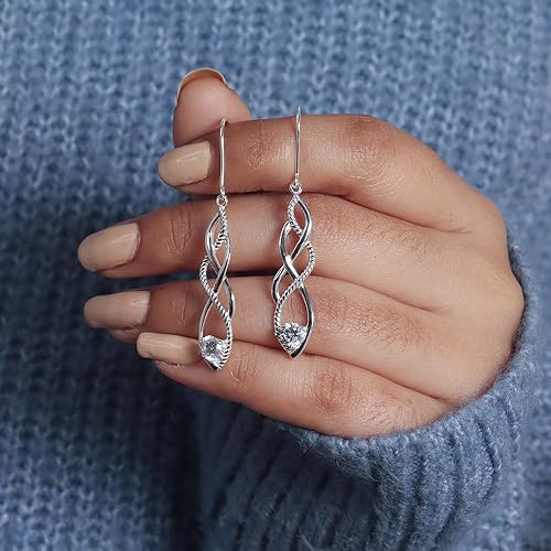 Charmsy 925 Sterling Silver Infinity Knot Twist French Wire Drop Dangle Earrings for Women - Elegant Jewelry Design