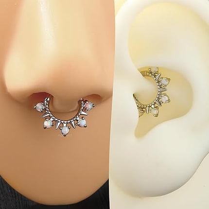 Flower Septum Ring 16G Septum Jewelry Silver Helix Daith Earrings Cute Helix Daith Piercing Jewelry Stainless Steel