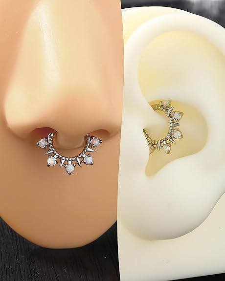 Flower Septum Ring 16G Septum Jewelry Silver Helix Daith Earrings Cute Helix Daith Piercing Jewelry Stainless Steel