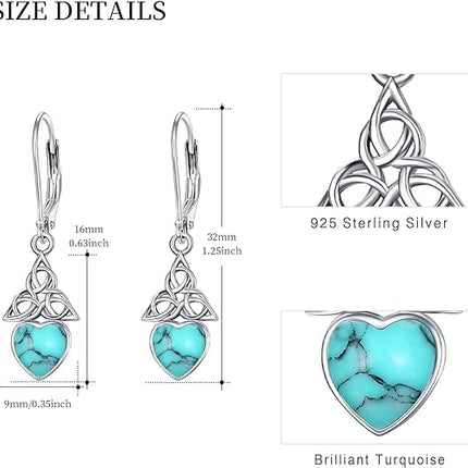 Celtic Birthstone Drop Earrings 925 Sterling Silver Birthstone Dangle Earrings Irish Celtic Jewelry