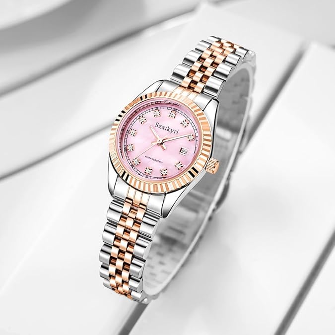 Classic Watch for Women with Solid Stainless Steel Band Ladies Dress Watch Womens Calendar Watch