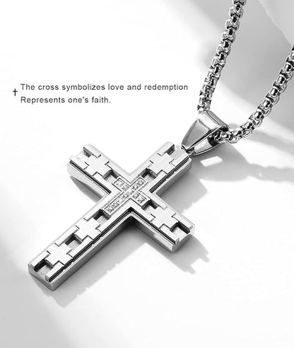 Stainless Steel Cross Pendant for boys Men's Cross Necklace