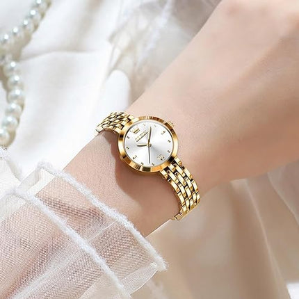 OLEVS Watches for Women Dress Fashion Analog Quartz Watch Diamond Small Face Waterproof Stainless Steel Lady Watch Reloj para Mujer