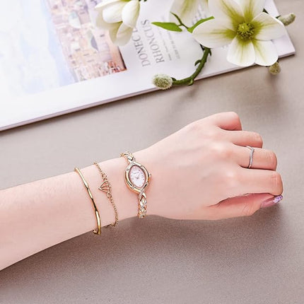 Women's Watches Bracelet Dial Ladies Fashion Dress Quartz Wrist Watch Oval Square Round Mini Women Watch Waterproof Gifts for Women