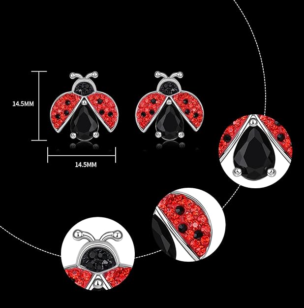 Superchic Ladybug Pendant Necklace Cute Cubic Zirconia with floating Crystals for Women Halloween Party Birthday Gifts