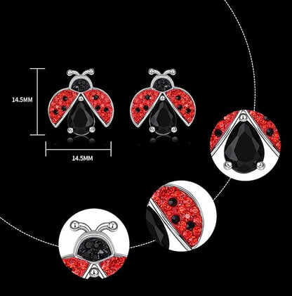 Superchic Ladybug Pendant Necklace Cute Cubic Zirconia with floating Crystals for Women Halloween Party Birthday Gifts