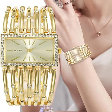 SENRUD Fashion Cuff Bracelet Watches for Women Luxury Rectangular Dial Analog Quartz Wrist Watch Gifts for Ladies