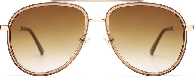 Retro Aviator Sunglasses for Women 70s Double Bridge Sunnies AP3688