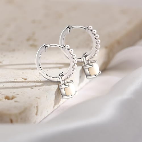 Rhodium Plated Sterling Silver Hoop Earrings for Women